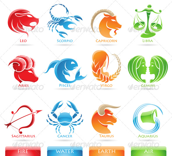 Zodiac Star Signs GraphicRiver Item for Sale EPS illustration of zodiacs