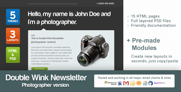 Double Wink Newsletter (Photographer Version) - Newsletters Email Templates