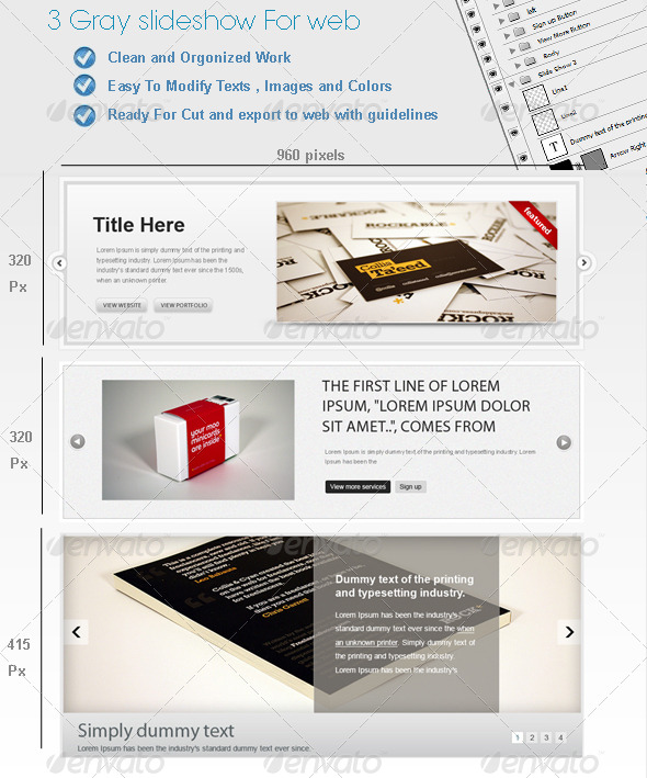 3 Gray Web SlideShows - GraphicRiver Item for Sale