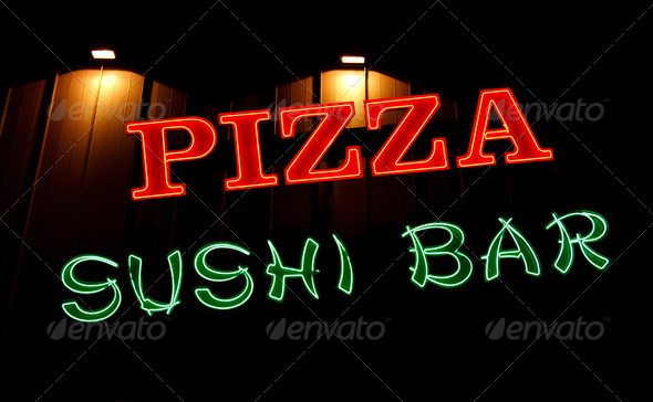 Pizza and Sushi Bar Neon Sign