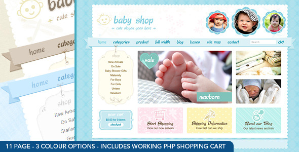 Cute & Sweet - 3 Color - HTML & PHP Shopping Cart