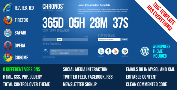 Chronos Under Construction Template + WP Theme - Under Construction Specialty Pages