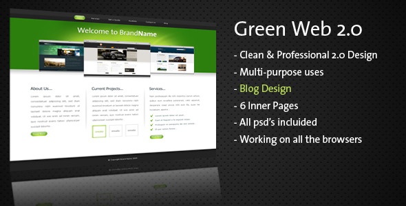 Clean & Professional - Green Web 2.0 - - Creative Site Templates