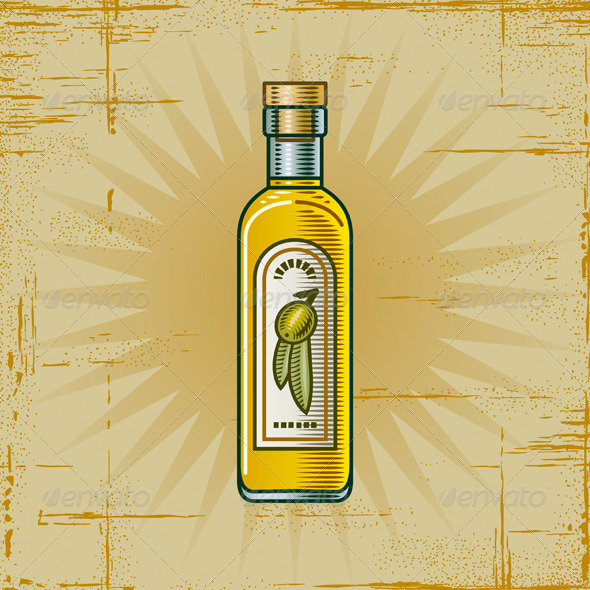 Graphic River Retro Olive Oil Bottle Vectors - Objects Food 1780824