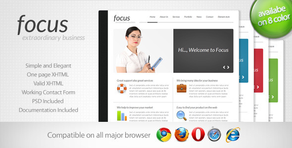 Focus - Simple One Page Template 2 - Corporate Site Templates