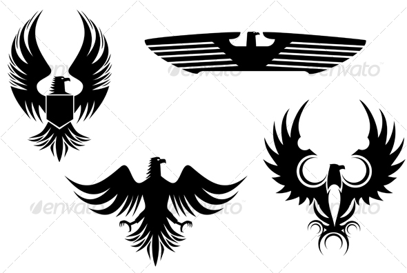 tattoo freedom symbol. Eagle symbols isolated on white for tattoo design.