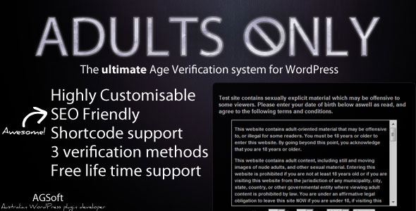 Adults Only Age Verification System for WordPress - CodeCanyon Item for Sale