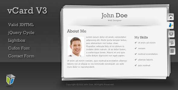 vCard3 - Unique and Professional vCard Template - Virtual Business Card Personal