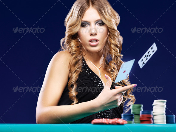 Woman give up in a card gambling match
