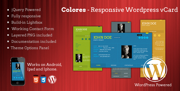 Colores - Responsive Wordpress vCard - Portfolio Creative