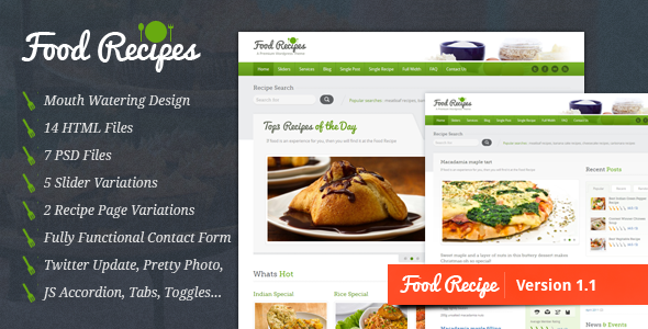 Food Recipes - Food Website and Blog Template - Food Retail