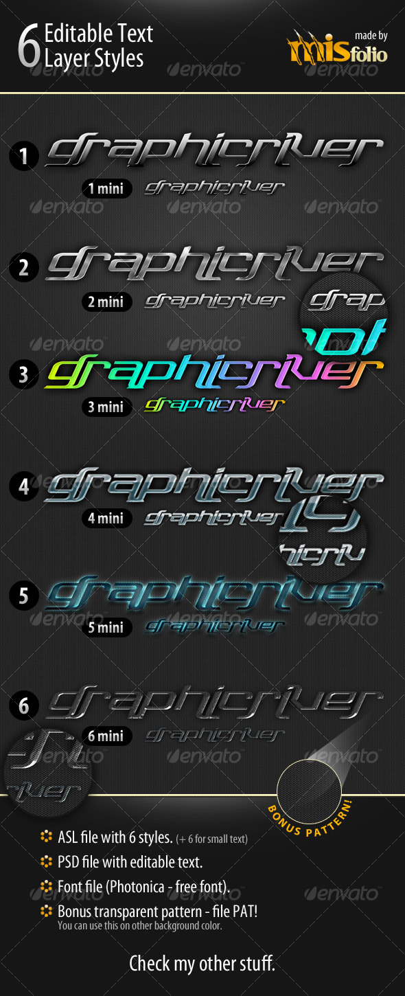 6 Editable Text Layer Styles - GraphicRiver Item for Sale