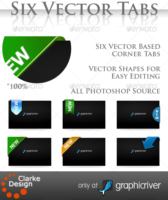 Six Vector Corner Tabs - GraphicRiver Item for Sale