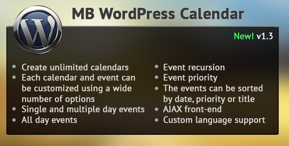 MB WordPress Calendar - CodeCanyon Item for Sale