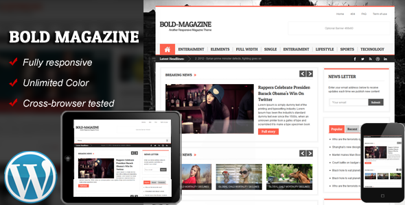 Bold Magazine Responsive WordPress Theme - Blog / Magazine WordPress