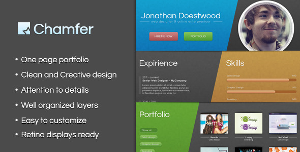 Chamfer - One Page Creative Portfolio - Creative PSD Templates