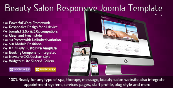 Beauty Salon Responsive Joomla Template - Health & Beauty Retail