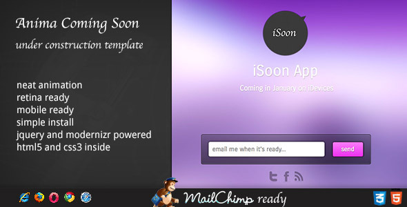 Anima - Coming Soon Template - Under Construction Specialty Pages