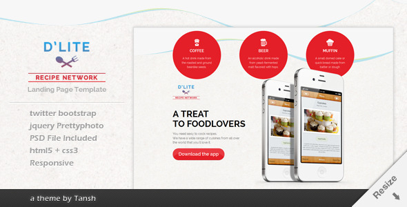 D'lite Responsive HTML Landing Page Template - Creative Landing Pages