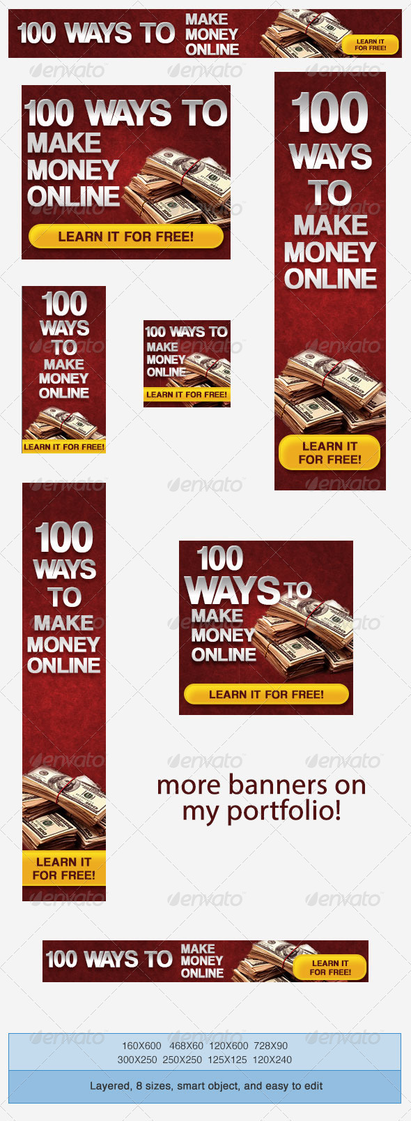 Make Money Online Banner Ad Template - Banners & Ads Web Elements