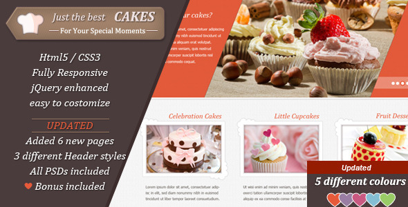 JustCakes - responsive html5 for bakery items - Food Retail