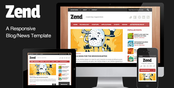 Zend - Responsive Blog/Magazine HTML template - Entertainment Site Templates