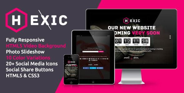 Hexic - Fully Responsive HTML5 Coming Soon Page - Under Construction Specialty Pages