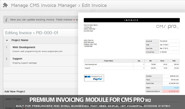 Invoicing Module for CMS pro m2
