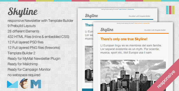 Skyline - Responsive Newsletter with Template Builder  - Newsletters Email Templates