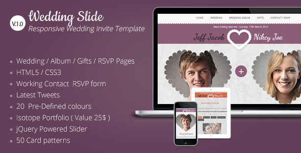 Wedding Slide Responsive Wedding Invite Template - Events Entertainment