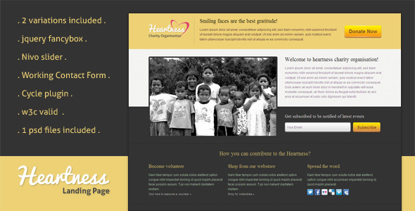 Heartness - Fundraising / Donation Landing Page - Charity Nonprofit