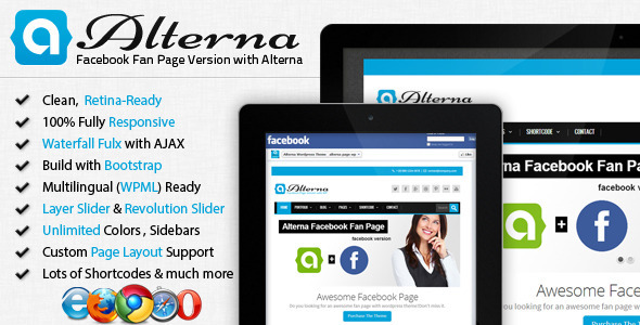 Alterna - Facebook Fan Page with WordPress Theme - Business Corporate