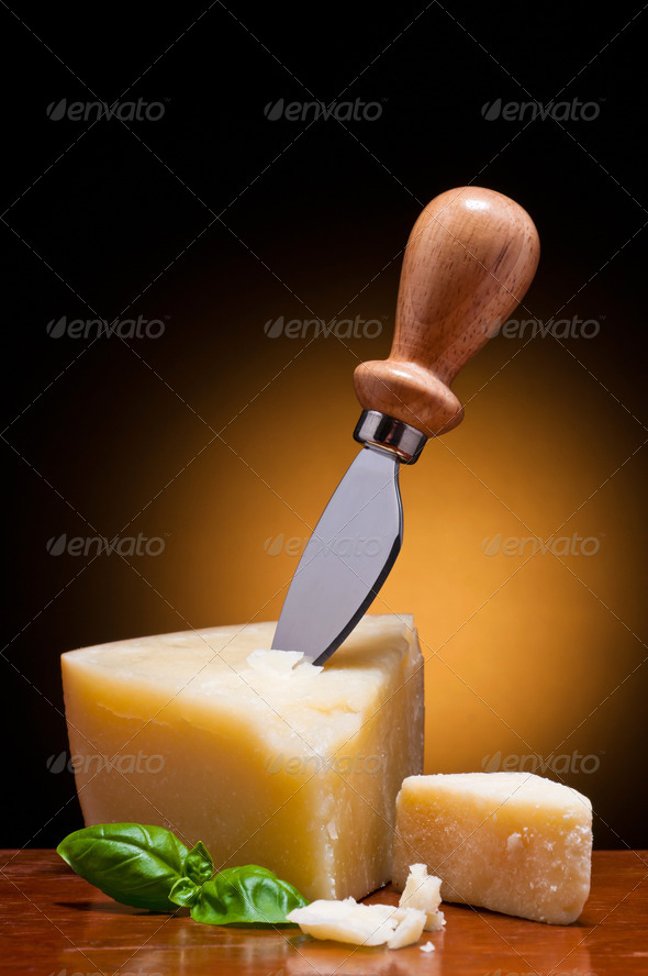 still life with traditional italian parmesan cheese