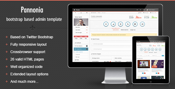 Pannonia - fully responsive admin template - Admin Templates Site Templates