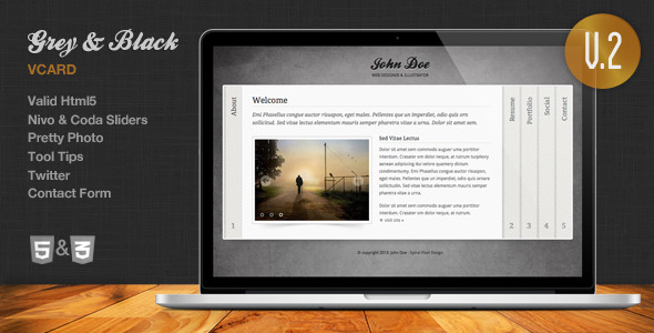 Grey & Black - Stylish Online vCard Html Template - Virtual Business Card Personal