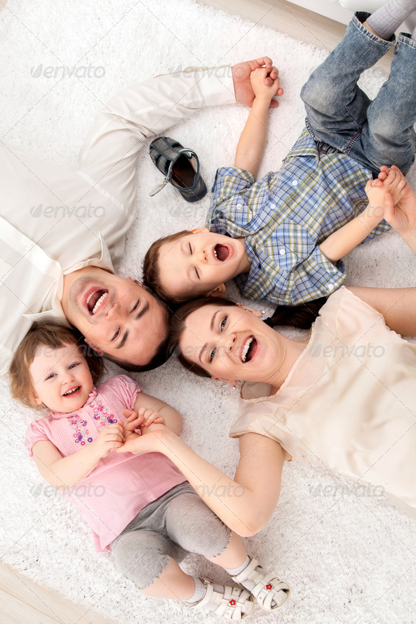 Close-up of happy family