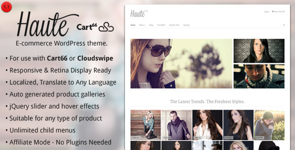 Haute - Ecommerce WordPress Theme for Cart66 - Cart66 eCommerce