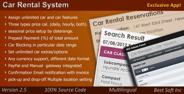 Car Rental System - CodeCanyon Item for Sale