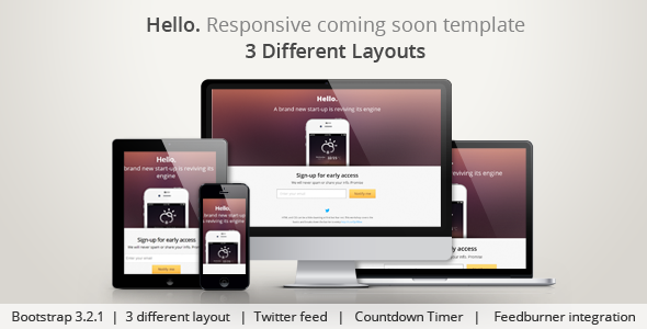 Hello Responsive Coming Soon Template - Under Construction Specialty Pages