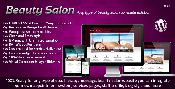 Beauty Salon Responsive Wordpress Template - Health & Beauty Retail
