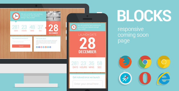 Blocks - Responsive Coming Soon page (Under Construction)