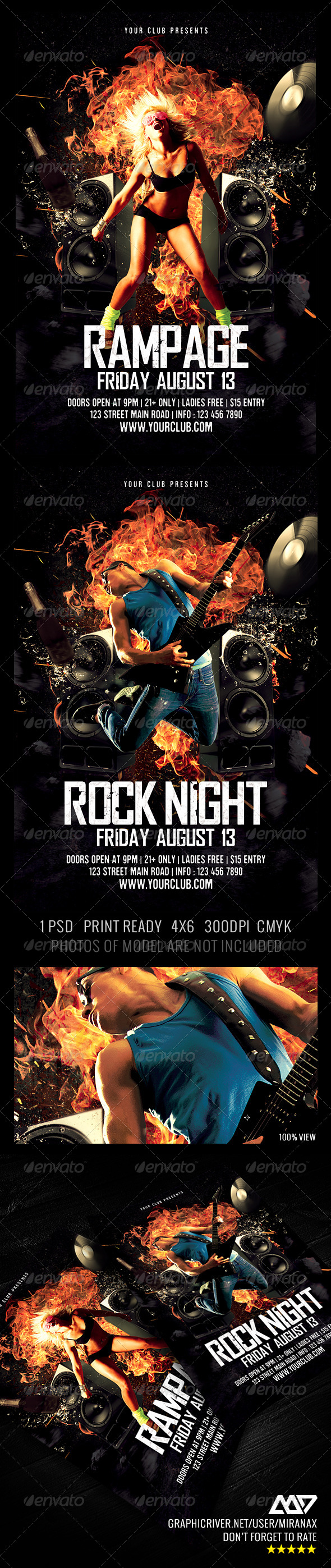 GraphicRiver - Rampage / Hot Night / Rock Music Party Flyer