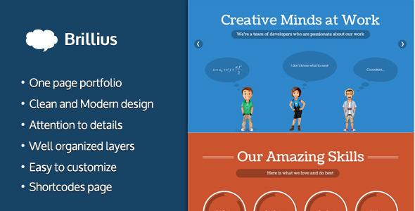 Brillius - Creative One Page PSD template - Creative PSD Templates