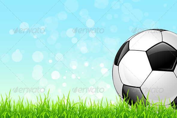 Soccer Ball on Green Grass Background