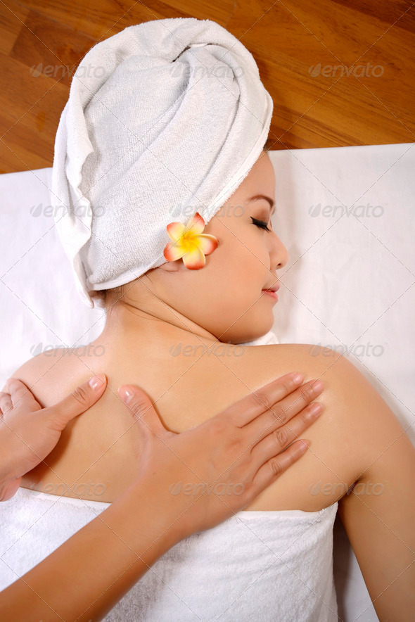 Asian Woman Get Massage On The Spa