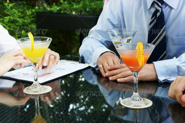 Business meeting over cocktail