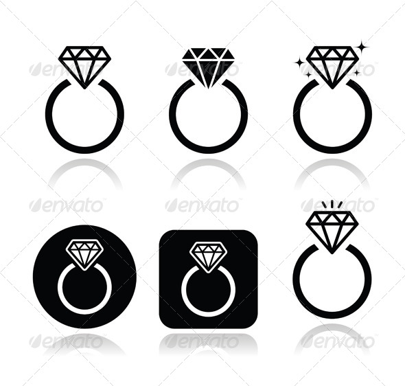 GraphicRiver Diamond Engagement Ring Vector Icon 5326336