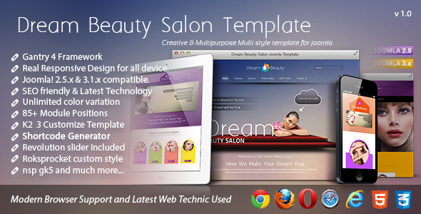 Dream - Beauty Salon Responsive Joomla Template - Health & Beauty Retail