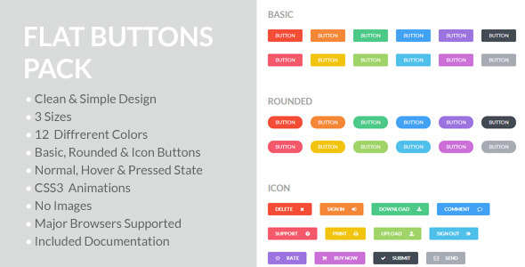Flat Buttons Pack - CodeCanyon Item for Sale