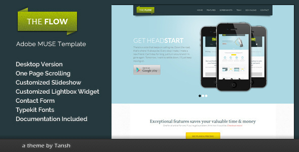 The Flow One Page Muse Template - Landing Muse Templates
